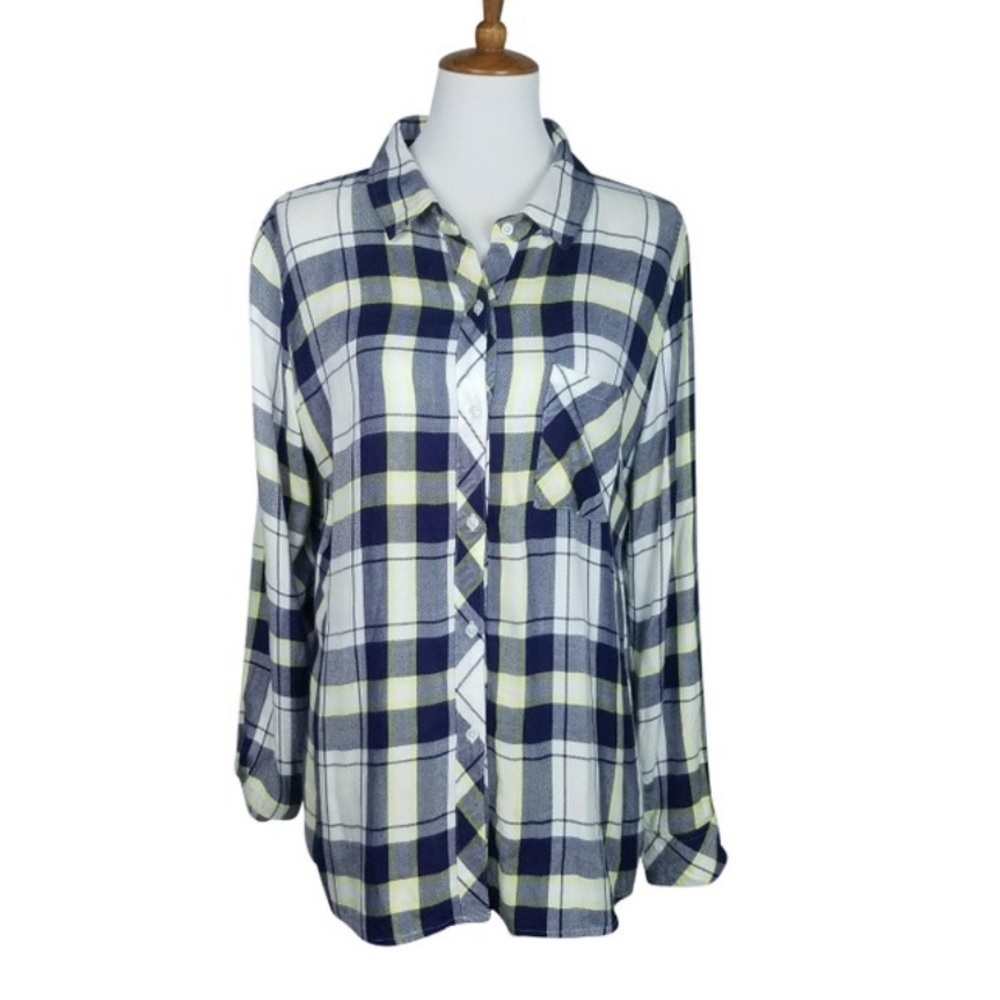 Rails hunter blue yellow plaid shirt size small